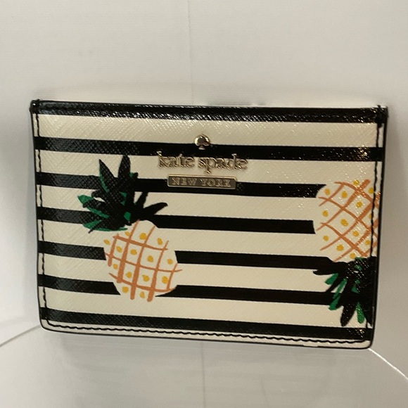 Kate Spade New York Cameron Street Pineapples Leather Card Case, Squeeze Opening - Picture 11 of 11